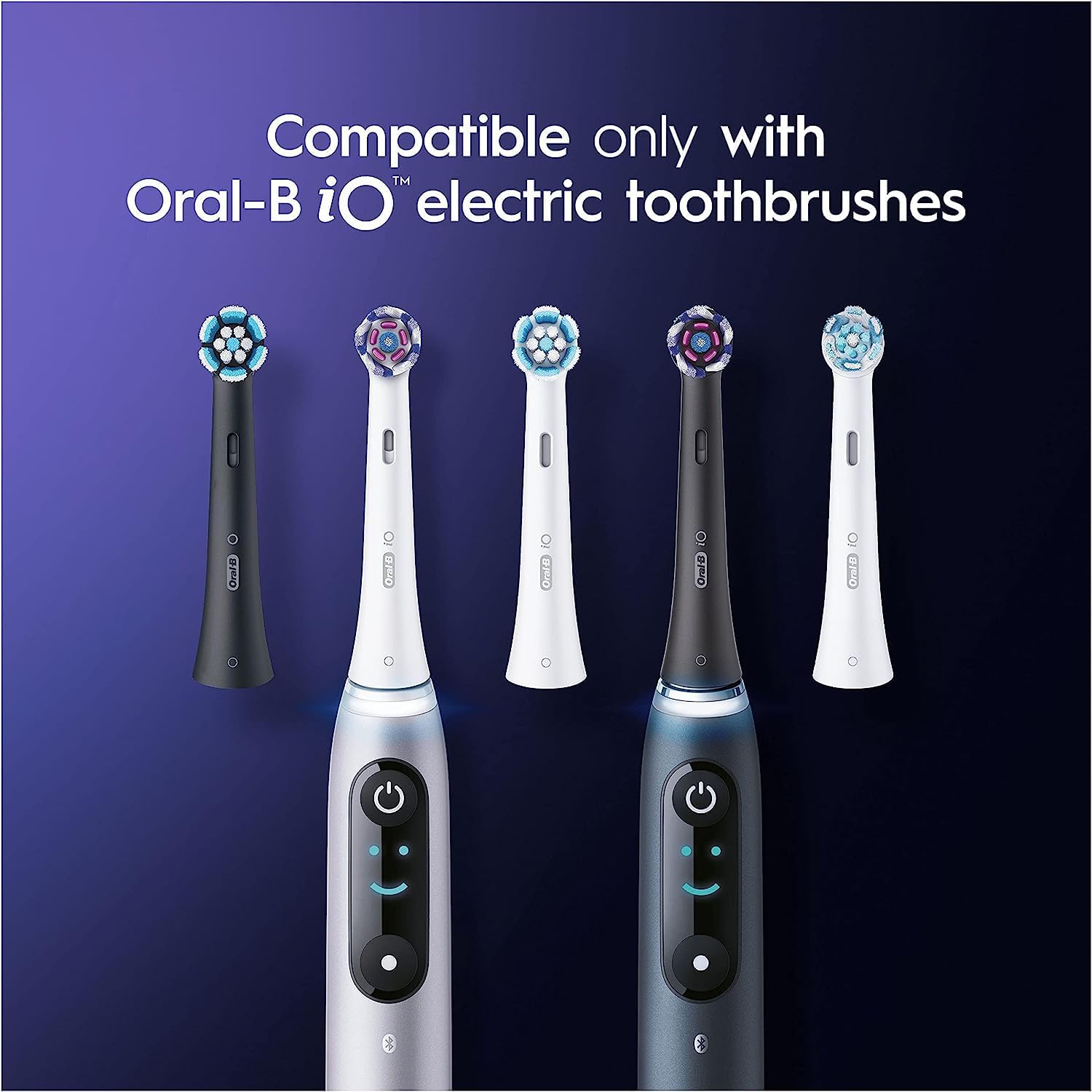 Oral-B iO Radiant White Electric Toothbrush Head, Angled Bristles Deeper Plaque Removal, with Polishing Petals for Teeth Whitening, Pack of 4 Toothbrush Heads, Black : Amazon.co.uk: Health & Personal Care