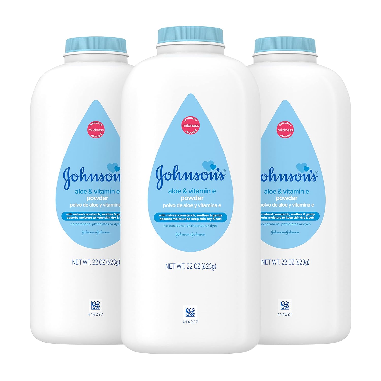 Johnson'S Baby Powder, Pure Cornstarch, Aloe & Vitamin E, 22 Ounce (Pack Of 3) - Packaging May Vary