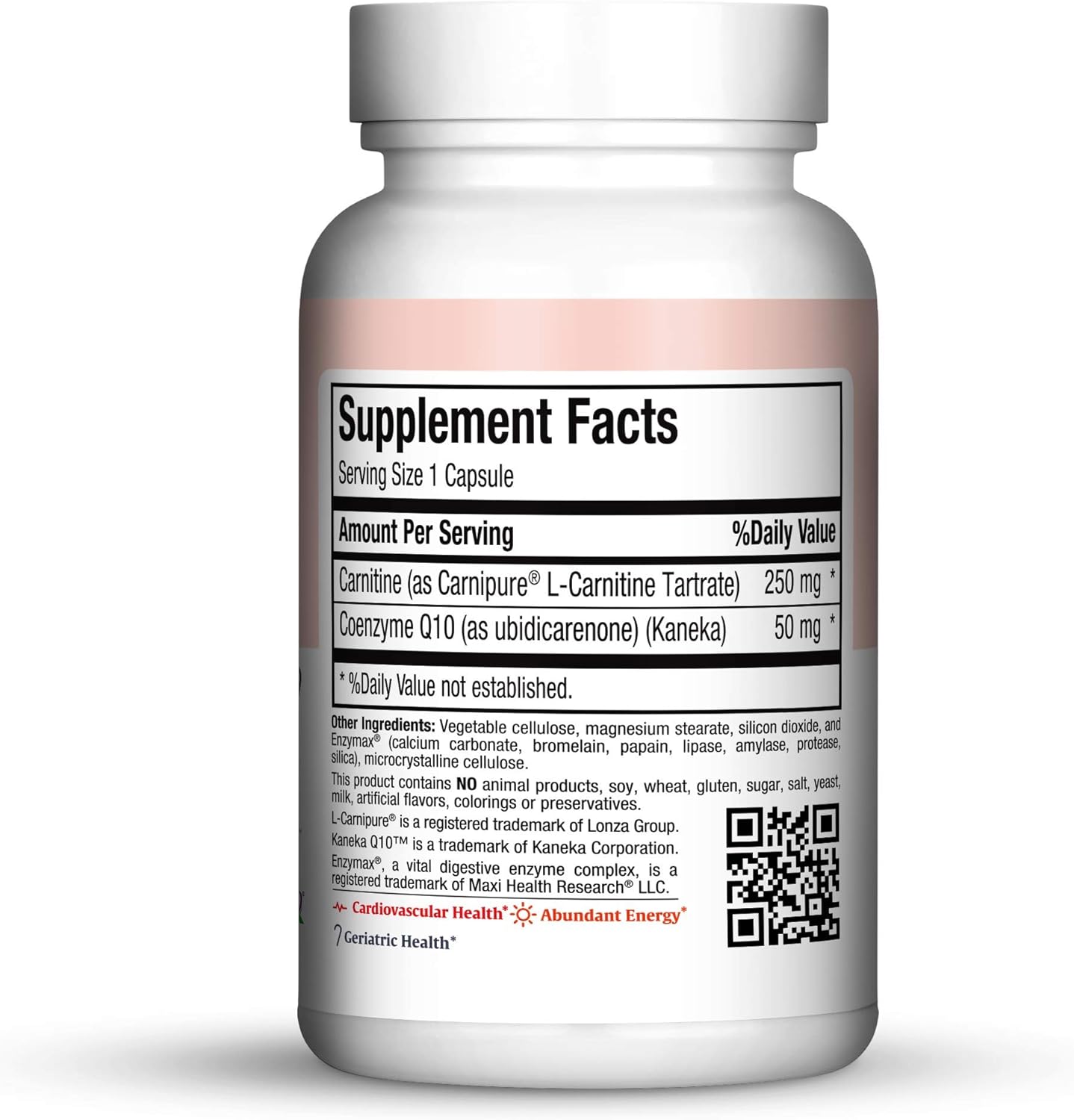 Maxi Health Coq Carnitine Complex - Coenzyme Q10 & L-Carnitine - Heart Health - 60 Capsules - Kosher (Car)