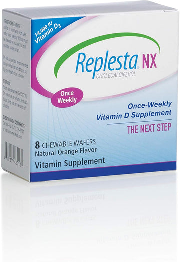 Replesta NX 14,000 IU Vitamin D3 Cholecalciferol, for Vitamin D Deficiency, Once-Weekly Chewable Wafer, Non-GMO, Natural Orange Flavor, 8 Tablets