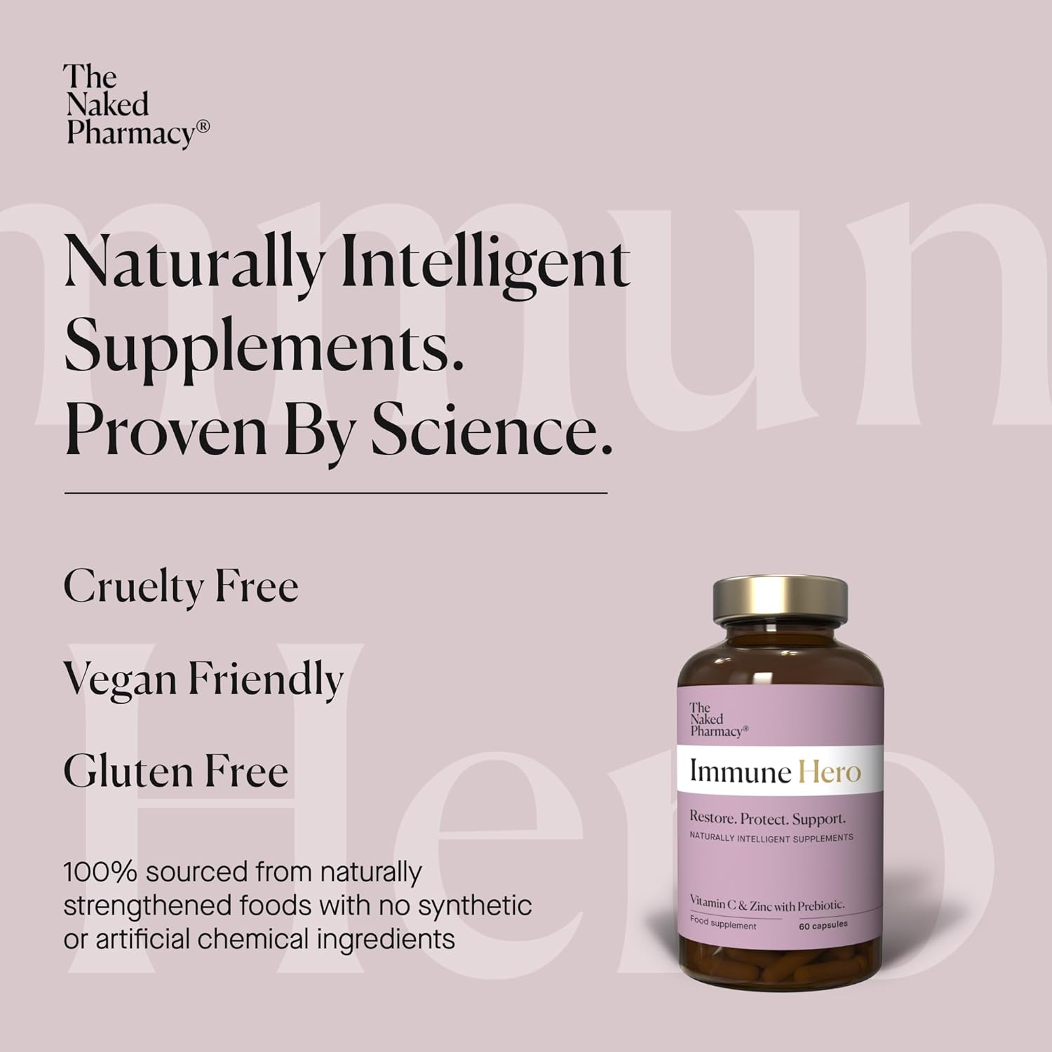 The Naked Pharmacy | Immune Hero for Children | Natural Immunity Booster | Vitamin C, Zinc & Prebiotic | Energy & Fatigue | Immune System & Metabolism | No Additives | Vegan | 60 Capsules : Amazon.co.uk: Health & Personal Care