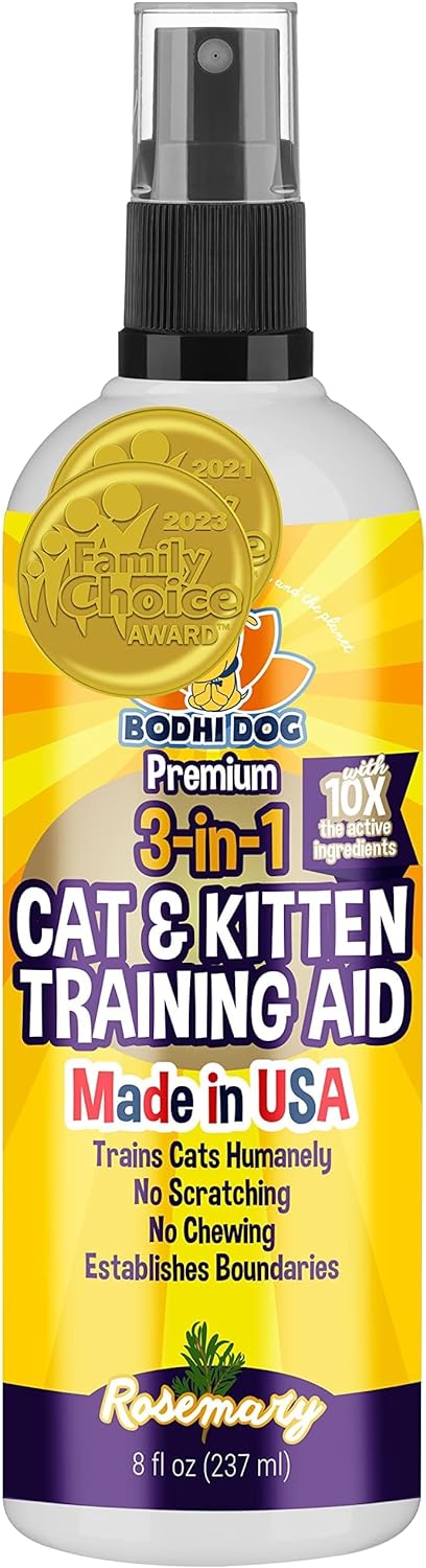 Bodhi Dog 3-In-1 Cat & Kitten Training Aid | Cat Deterrent Spray For Indoor And Outdoor Use | Cat Repellent Spray For Furniture | Establish Boundaries & Keep Cat Off | Made In The Usa (8 Oz)