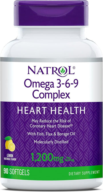 Natrol Omega 3-6-9 Complex Softgels, 1,200mg, 90 Count (Pack of 12)