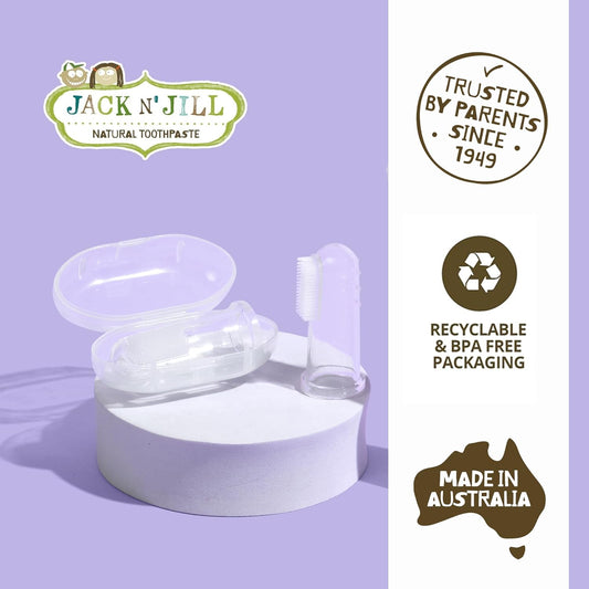 Jack N' Jill Silicone Finger Toothbrush - Baby Toothbrush For 6 To 12 Months, Baby Oral Cleaner, Travel Size - 2 Brushes Plus 1 Case