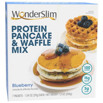 Wonderslim Protein Pancake & Waffle Mix, Blueberry, Low Sugar & Low Calorie (7Ct)