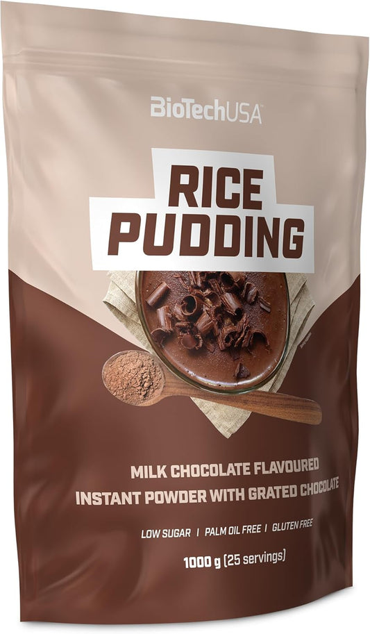 BioTechUSA Rice Pudding | Instant Rice Pudding Powder | with grated Chocolate Chips | Low Sugar Content | Gluten Free, 1000 g, Milk Chocolate : Amazon.co.uk: Health & Personal Care