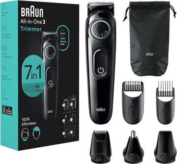 Braun All-In-One Style Kit Series 3 3470, 7-In-1 Trimmer For Men With Beard Trimmer, Ear & Nose Trimmer, Hair Clippers & More, Ultra-Sharp Blade, 40 Length Settings, Washable