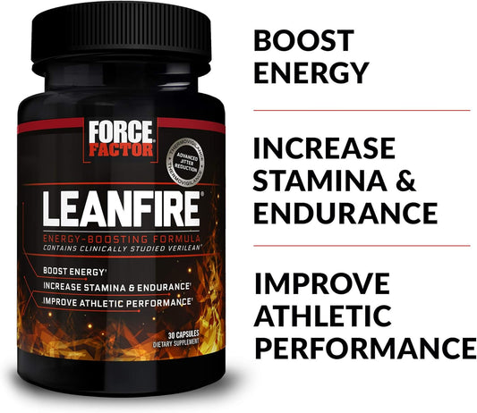 FORCE FACTOR LeanFire, 3-Pack, Pre Workout Energy Pills with Green Tea Extract and Caffeine to Increase Energy, Build Lean Muscle, Improve Athletic Performance, and Enhance Focus, 90 Capsules