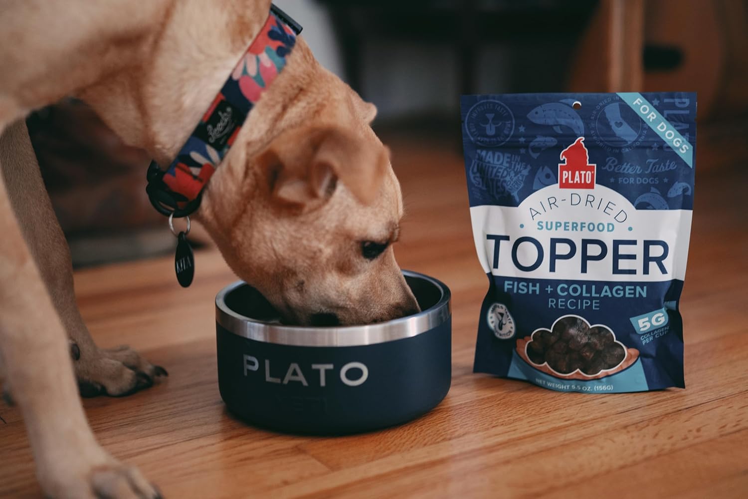 PLATO Pet Treats Air Dried Dog Food Topper, Fish and Collagen Recipe, Superfood, Grain Free, Made in The USA, 5.5oz : Pet Supplies