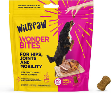 WonderBites for HIPS, Joints, & Mobility -90 Soft Chews- Improves Mobility, Reduces Pain - Glucosamine, MSM, Hyaluronic Acid, Hemp, Turmeric, & More – Joint Supplement for Dogs