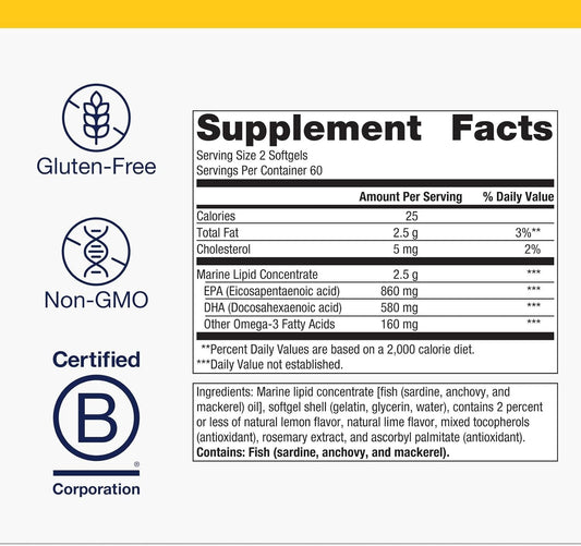 Metagenics Omegagenics Fish Oil Epa-Dha 720 Mg - Omega-3 Fish Oil Supplement - High Potency - For Heart Health, Musculoskeletal Health & Immune System Health* - With Dha & Epa - 120 Softgels