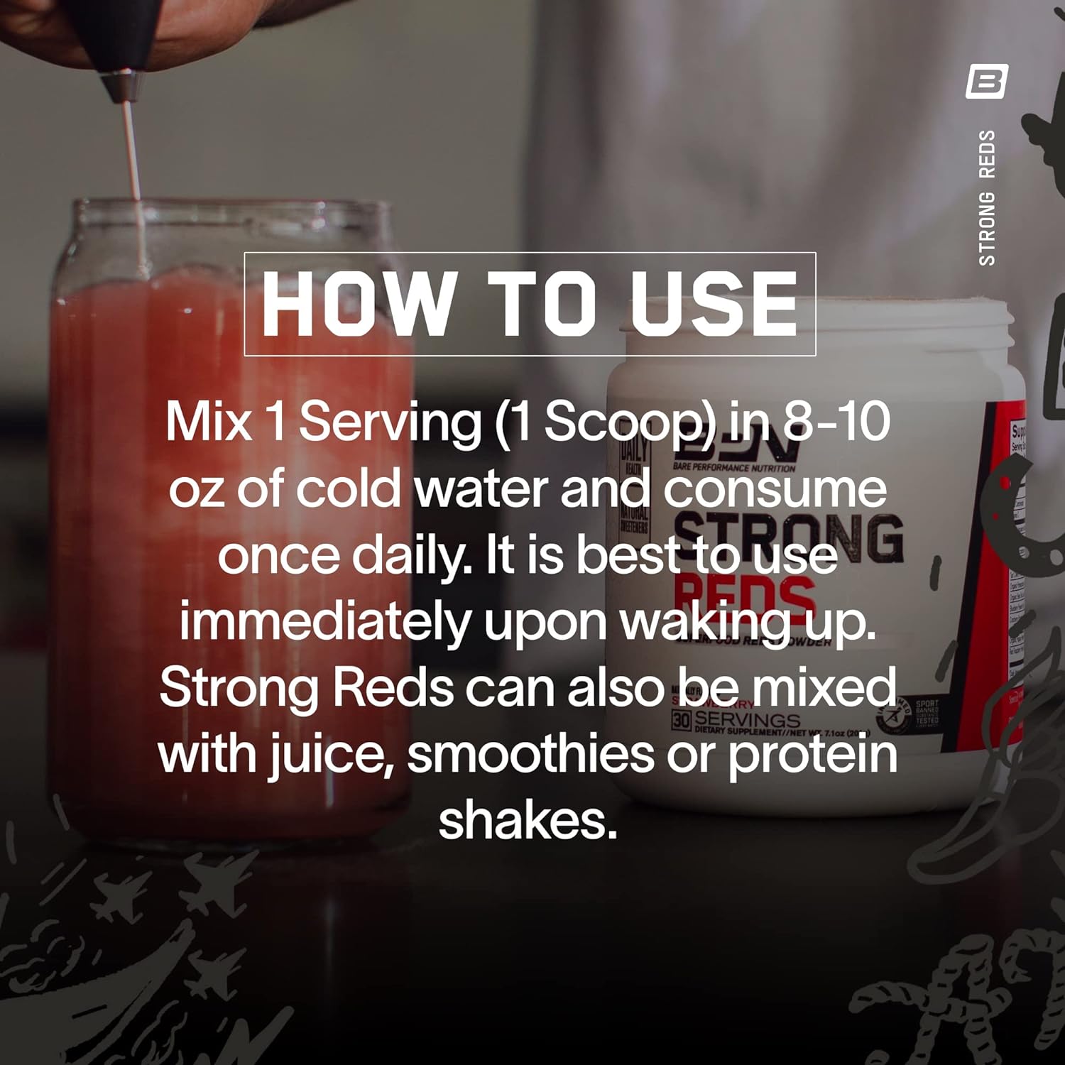 BARE PERFORMANCE NUTRITION, BPN Strong Reds Superfood Powder, Digestive Enzymes, Antioxidants, Improved Natural Energy, Strawberry : Health & Household