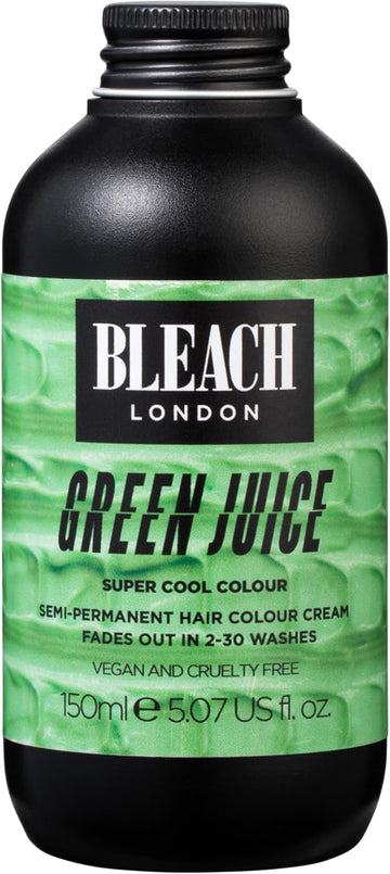 Bleach London Green Juice - Pastel Mint Green Hair Dye - Vegan & Peta-Approved Semi-Permanent Direct Dye - 150 Ml