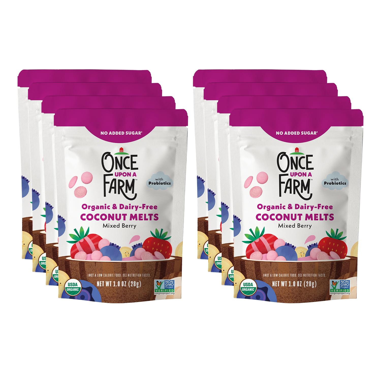 Once Upon A Farm Organic Coconut Melts, Mixed Berry, 8Ct