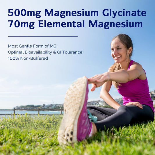 Innate Vitality Magnesium Glycinate 500Mg | 70Mg Elemental Magnesium Supplement- High Absorption, Non-Gmo & No Gluten - Supports Nerve, Muscle, Bone & Heart Health - 120 Vegan Capsules Magnesio
