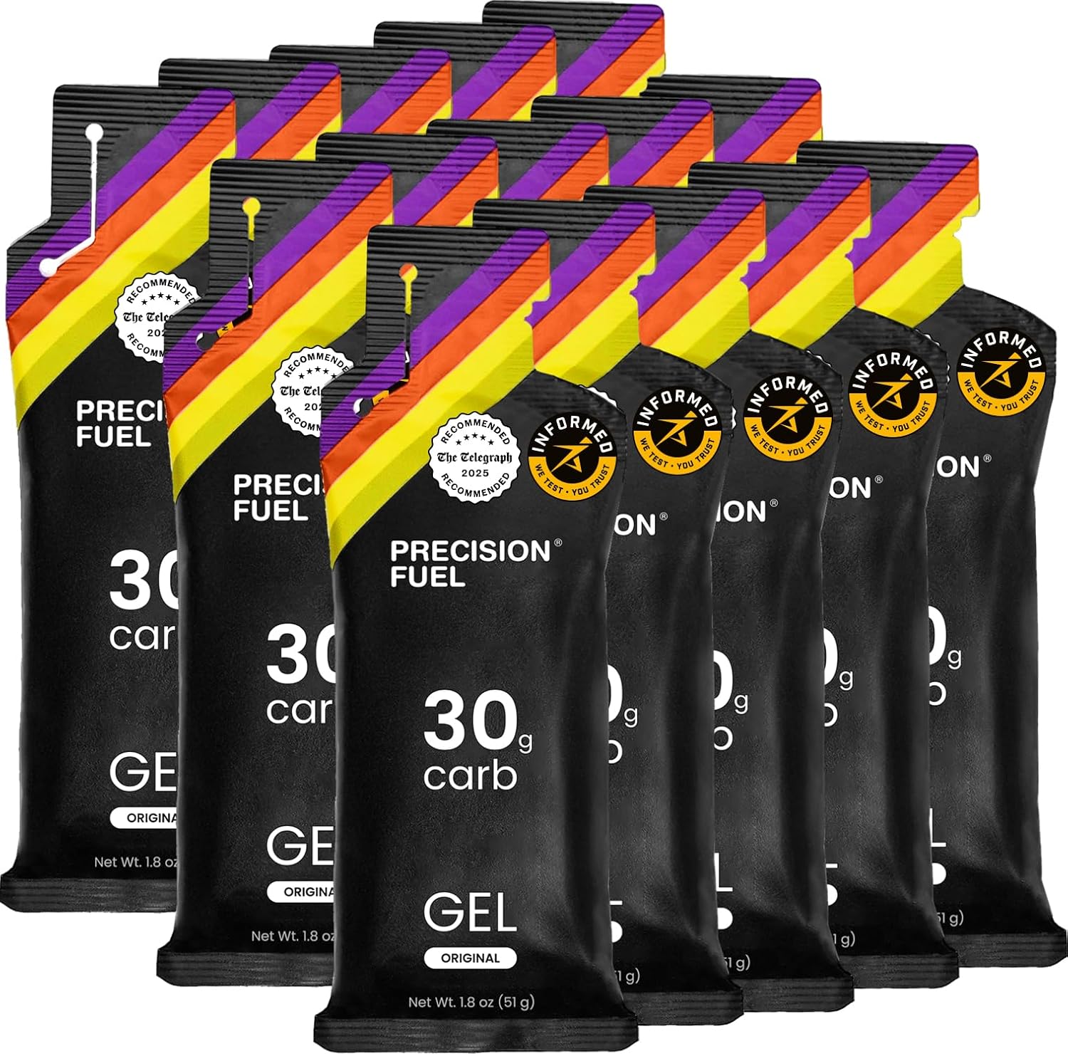 Precision Fuel 30 Energy Gels - Mild, Neutral Flavour Running Gels For Endurance Athletes, 30G Carbohydrate, Easy-To-Digest, Perfect For Running & Long-Duration Sports (Original, 30 Gels) : Health & Household