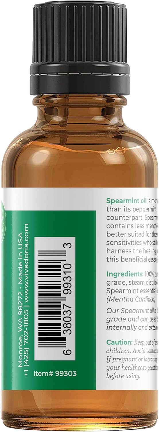 Viva Doria 100% Pure Spearmint Essential Oil, Undiluted, Food Grade, 30 mL (1 Fluid Ounce) : Health & Household