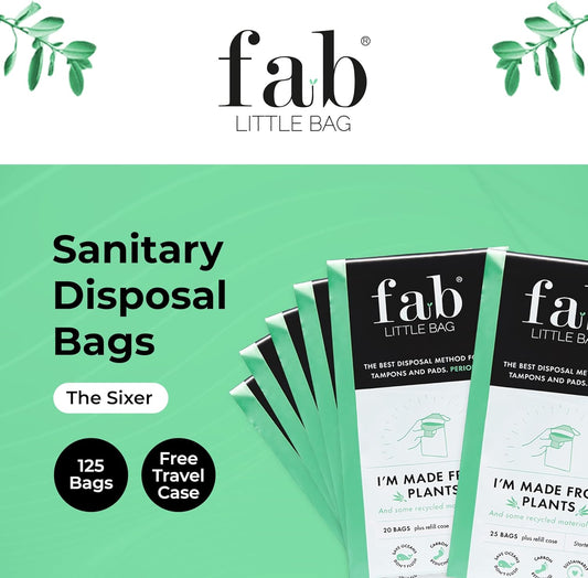 Fab Little Bag Sanitary Disposal Bags for Tampons, Ladies Sanitary Pads, Sanitary Towels, Panty Liners, Feminine Hygiene Products - No Mess, No Odour, Sealable - Pack of 125 Tampon Disposal Bags