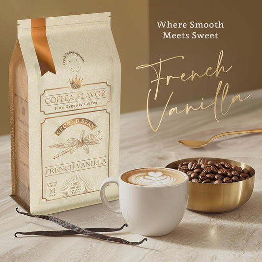 Coffea Flavor - French Vanilla Organic Whole Bean Coffee, 100% Arabica, Medium Roast, Caribbean, Ground & Whole, 16 Oz Bag