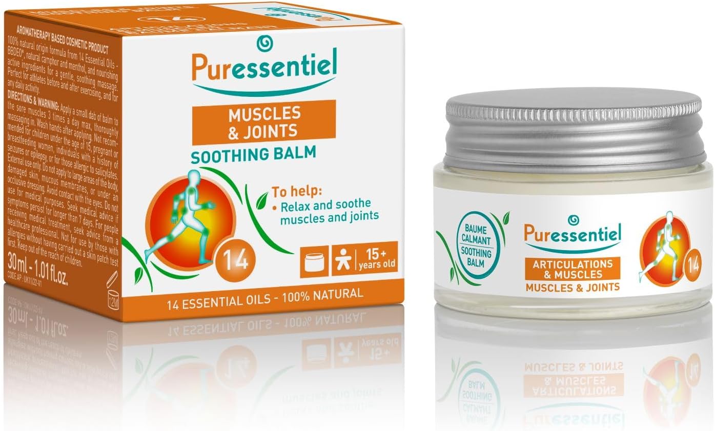 Puressentiel Muscles & Joints Soothing Balm 30ml, Providing Fast Relief & Soothes Chronic Muscle Pain, Back Pain Relief, Neck Pain Relief Proven Efficacy 100% Natural Formula with Camphor & Menthol : Amazon.co.uk: Health & Personal Care