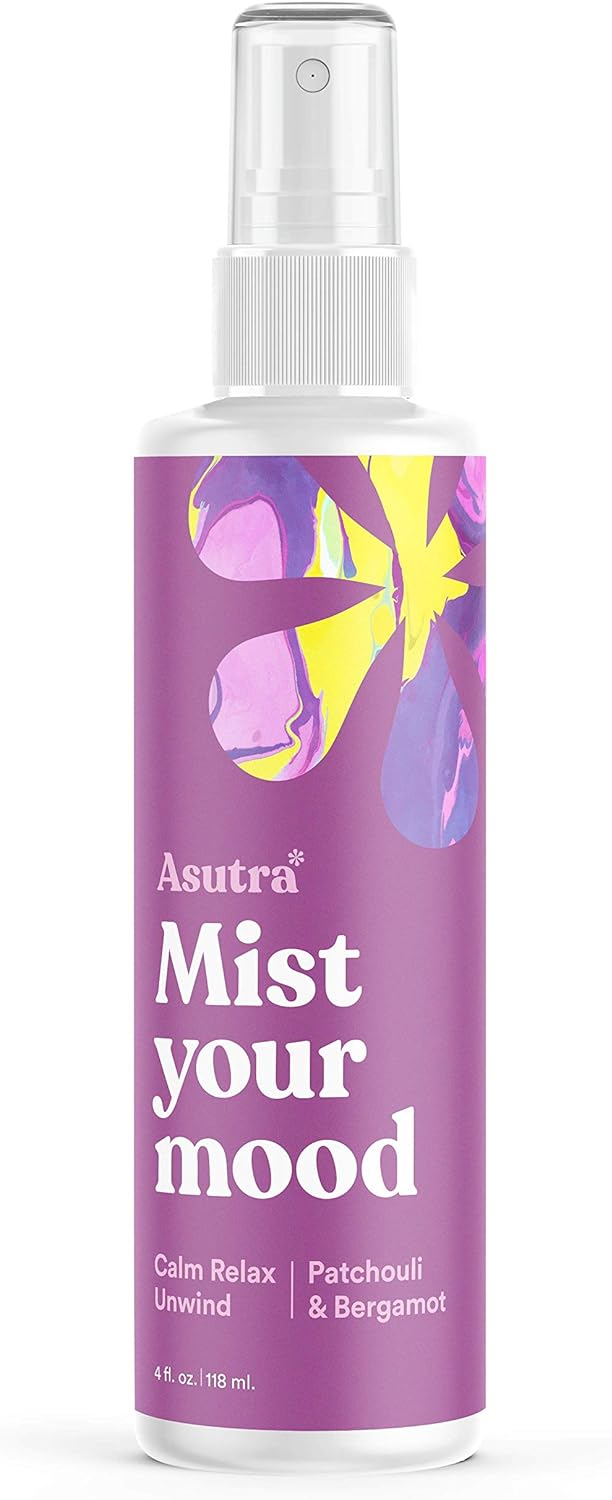 ASUTRA Patchouli & Bergamot Essential Oil Blend, Multi-Use Aromatherapy Spray, 4 fl oz | for Face, Body, Rooms, & Linens | Car, Fabric, and Bathroom Freshener | Breathe Easy & Melt Tension Away