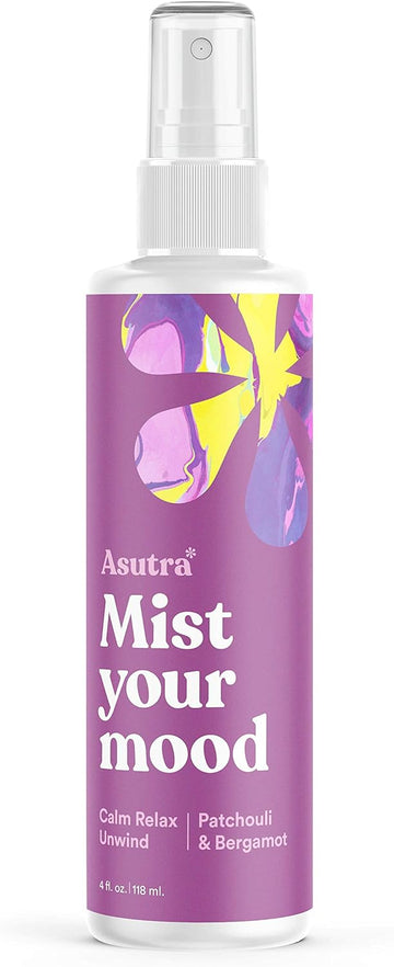 ASUTRA Patchouli & Bergamot Essential Oil Blend, Multi-Use Aromatherapy Spray, 4 fl oz | for Face, Body, Rooms, & Linens | Car, Fabric, and Bathroom Freshener | Breathe Easy & Melt Tension Away