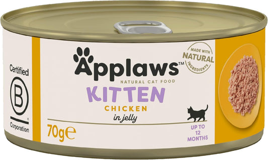 Applaws Natural Wet Kitten Food, Chicken Breast Cat Food Tin in Jelly 70g (Pack of 24 Tins)?1001NE-A
