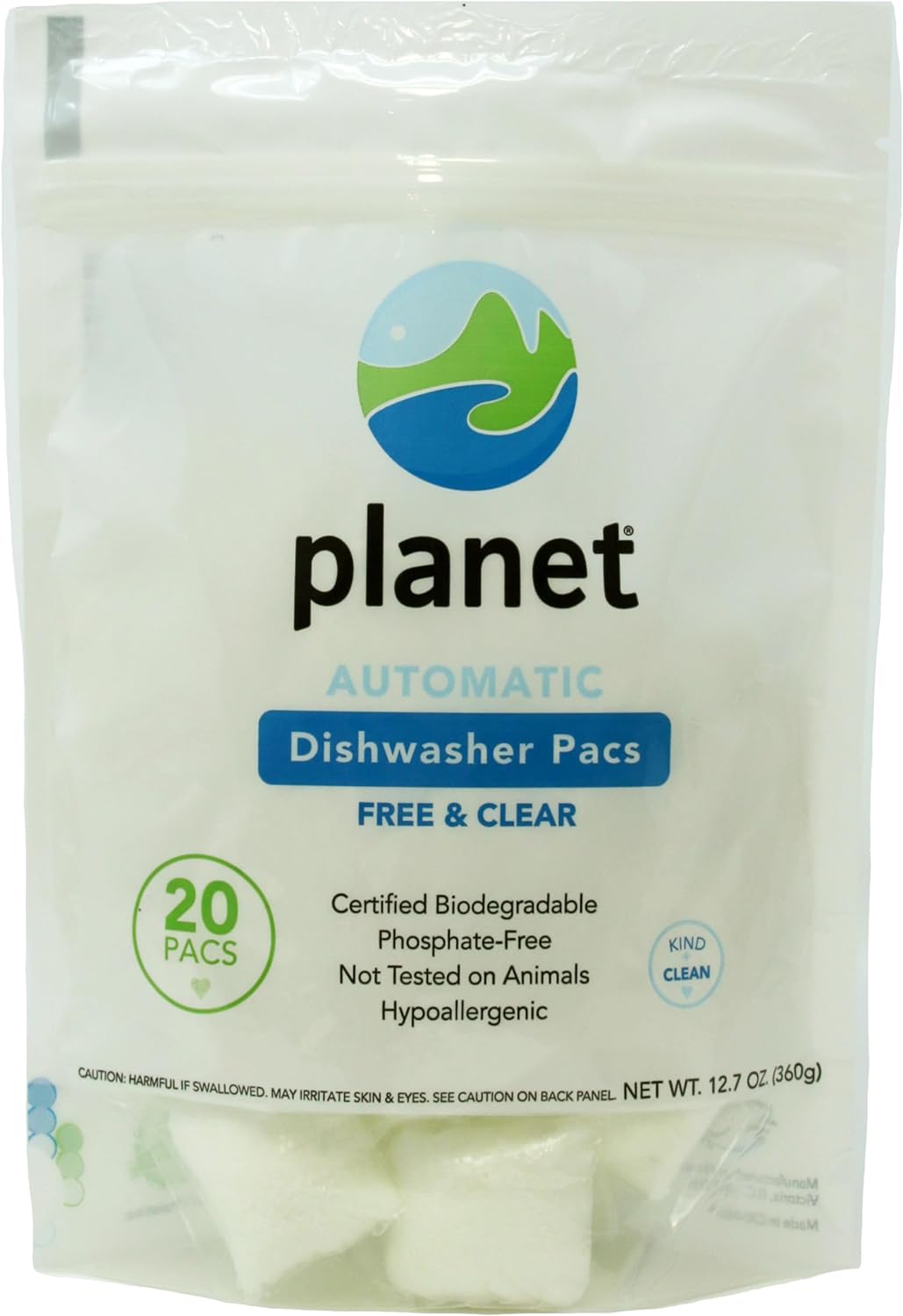 Planet Automatic Free & Clear Dishwasher Pacs, 12.7 Ounce