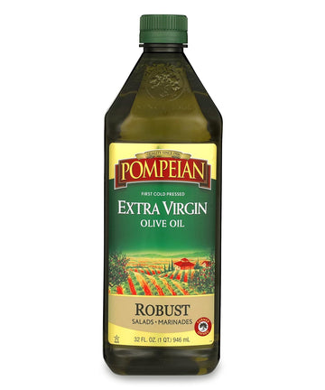 Pompeian Robust Extra Virgin Olive Oil, First Cold Pressed, Full-Bodied Flavor, Perfect For Salad Dressings & Marinades, 32 Fl. Oz