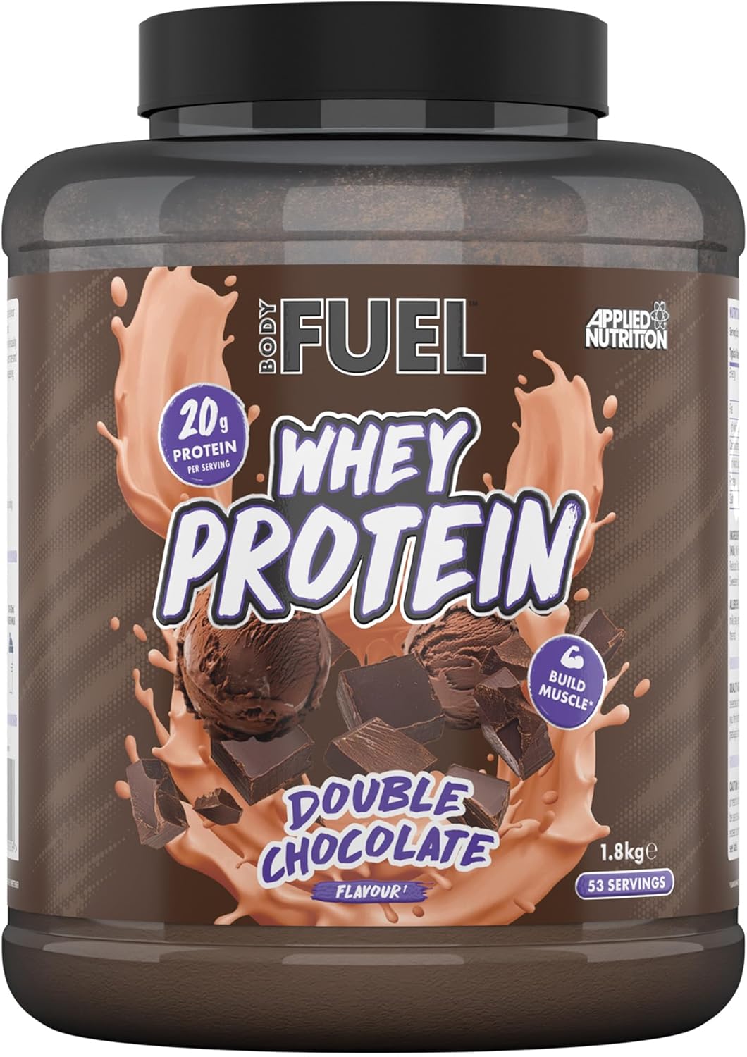 Bodyfuel Whey Protein Powder - 20G Protein For Muscle Recovery & Weight Management - Low-Calorie, Keto-Friendly - (1.8Kg - 53 Servings) (Double Chocolate)