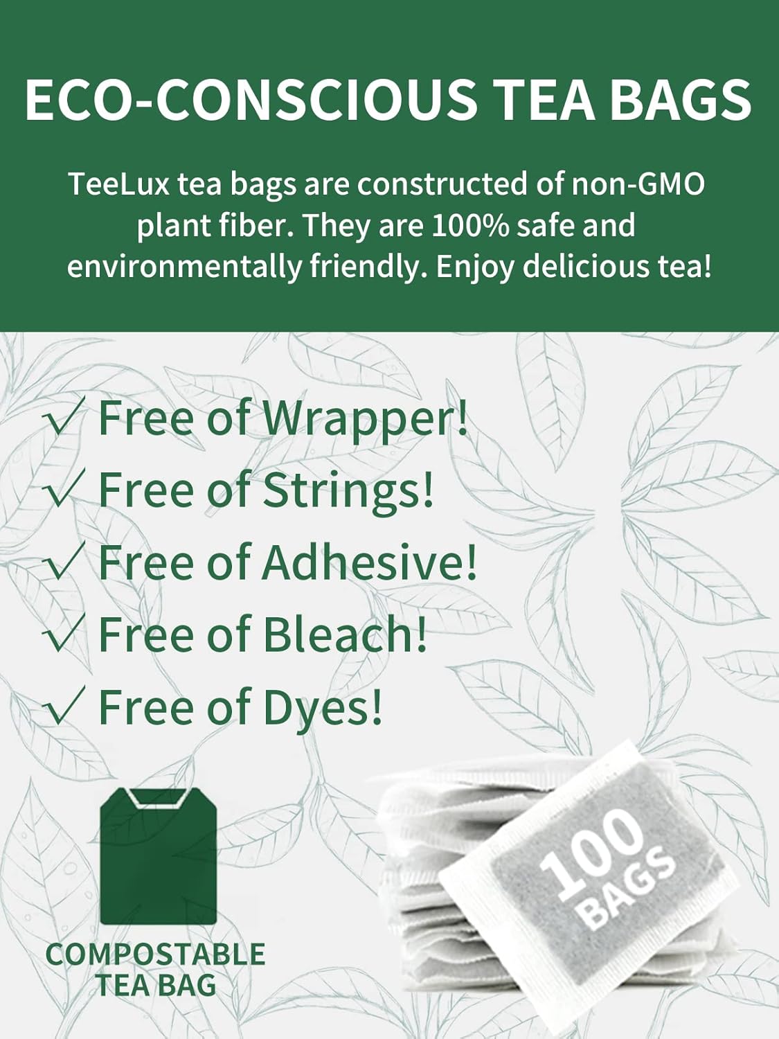 Teelux Decaf Black Tea Bags, Smooth & Full-Bodied Taste, Premium Decaffeinated Black Tea, 100 Count Tea Bags