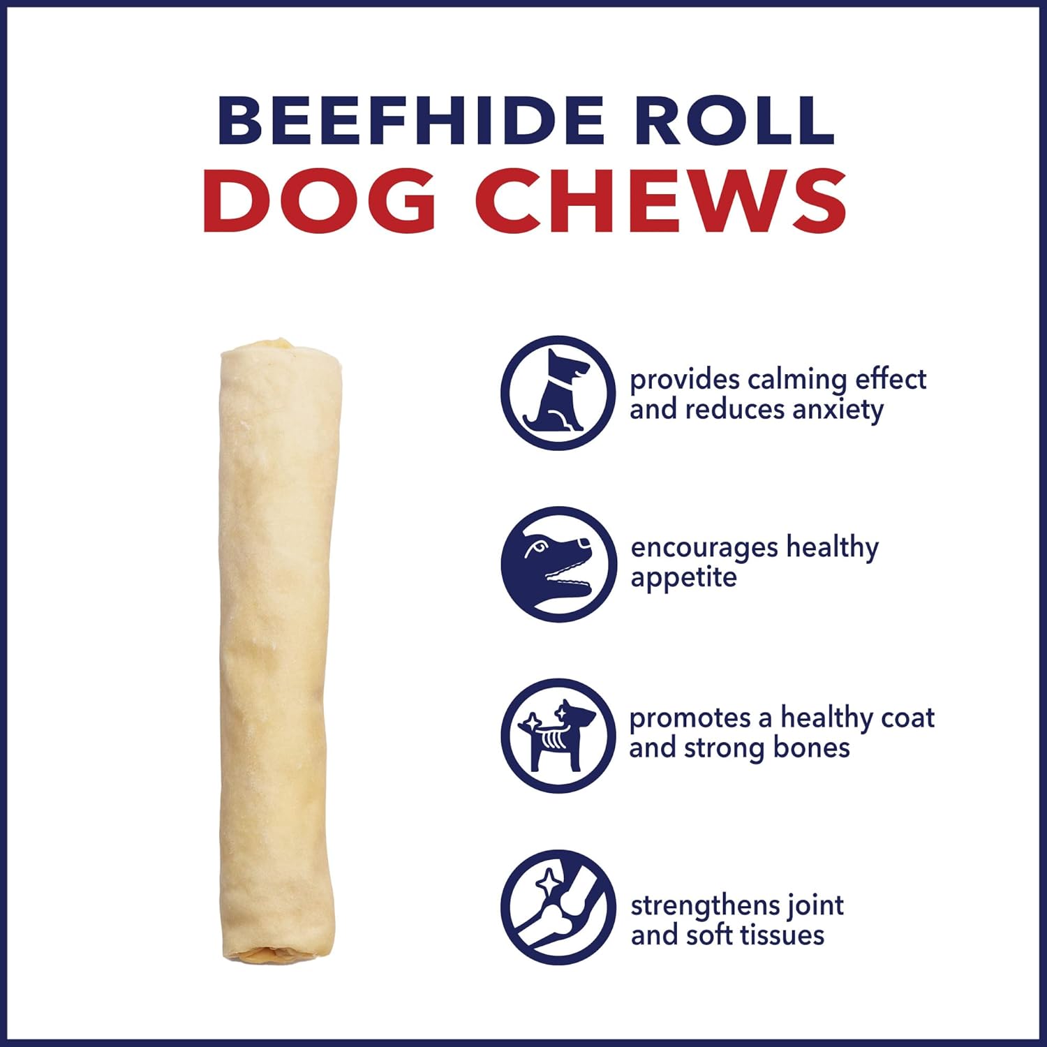 Pet Factory 100% Made in USA Beefhide 8" Rolls Dog Chew Treats - Natural Flavor, 15 Count/1 Pack : Pet Supplies