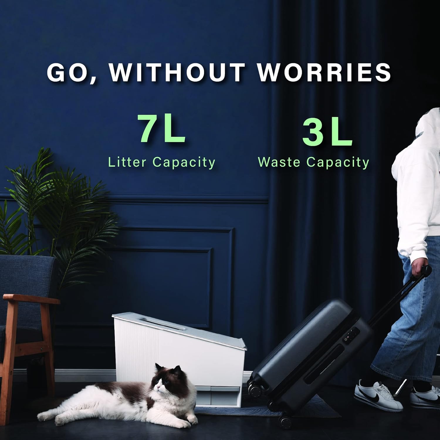 HONEY CARE Self-Cleaning Cat Litter Boxes, Automatic Cat Litter Box for Multiple Cats, APP & Alexa Voice System Smart Secure Control, Matte White : Pet Supplies