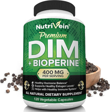 Nutrivein Dim Supplement 400Mg Diindolylmethane Plus Bioperine - Maintain Hormone Balance With Estrogen For Menopause And Middle Age - Supports Acne And Pcos Treatment Men & Women