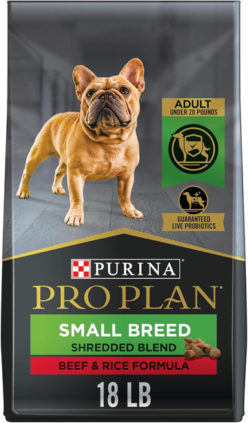 Purina Pro Plan High Protein Small Breed Dog Food, Shredded Blend Beef & Rice Formula - 18 lb. Bag