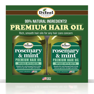 Difeel Rosemary And Mint Premium Hair Oil With Biotin 7.1 Ounce. - Deluxe 2-Pc Gift Set