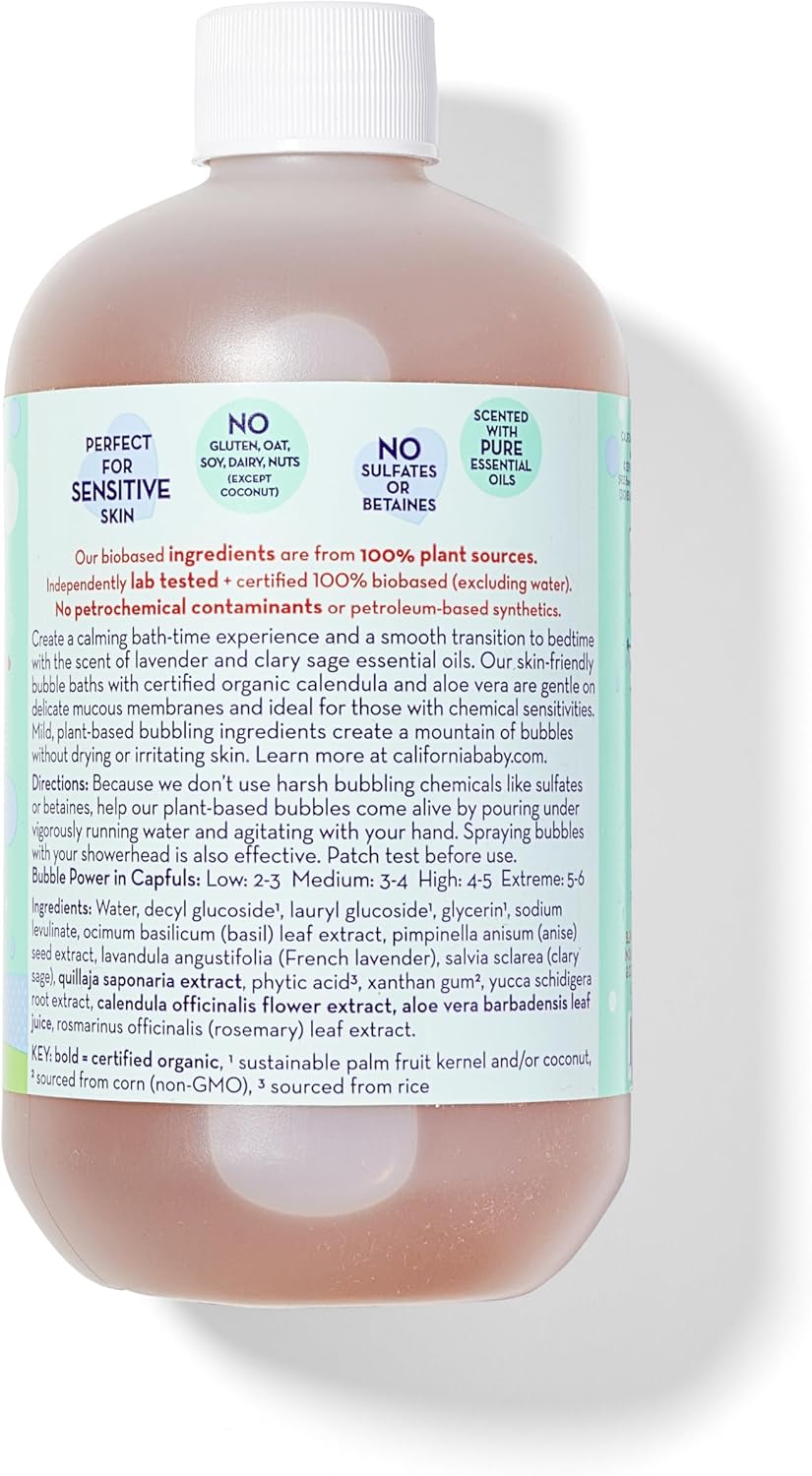California Baby Calming Bubble Bath - Calming Scent Of Lavender & Clary Sage Essential Oils, Perfect Before Bedtime, 100% Plant-Based - Usda Certified, Calming, 19 Oz : Baby