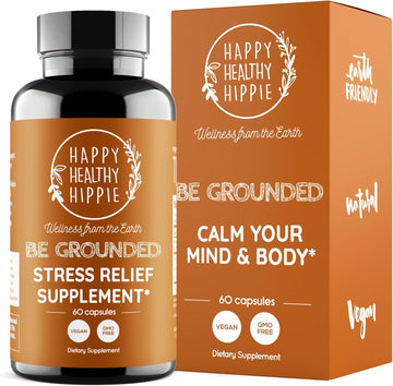 Happy Healthy Hippie Stress Relief Supplement - Lavender Pills | Promotes Calmness Body & Mind | Quick Acting | Magnesium, Lemon Balm | Relaxation & Peace Of Mind | Herbal, Vegan, 60 Pills