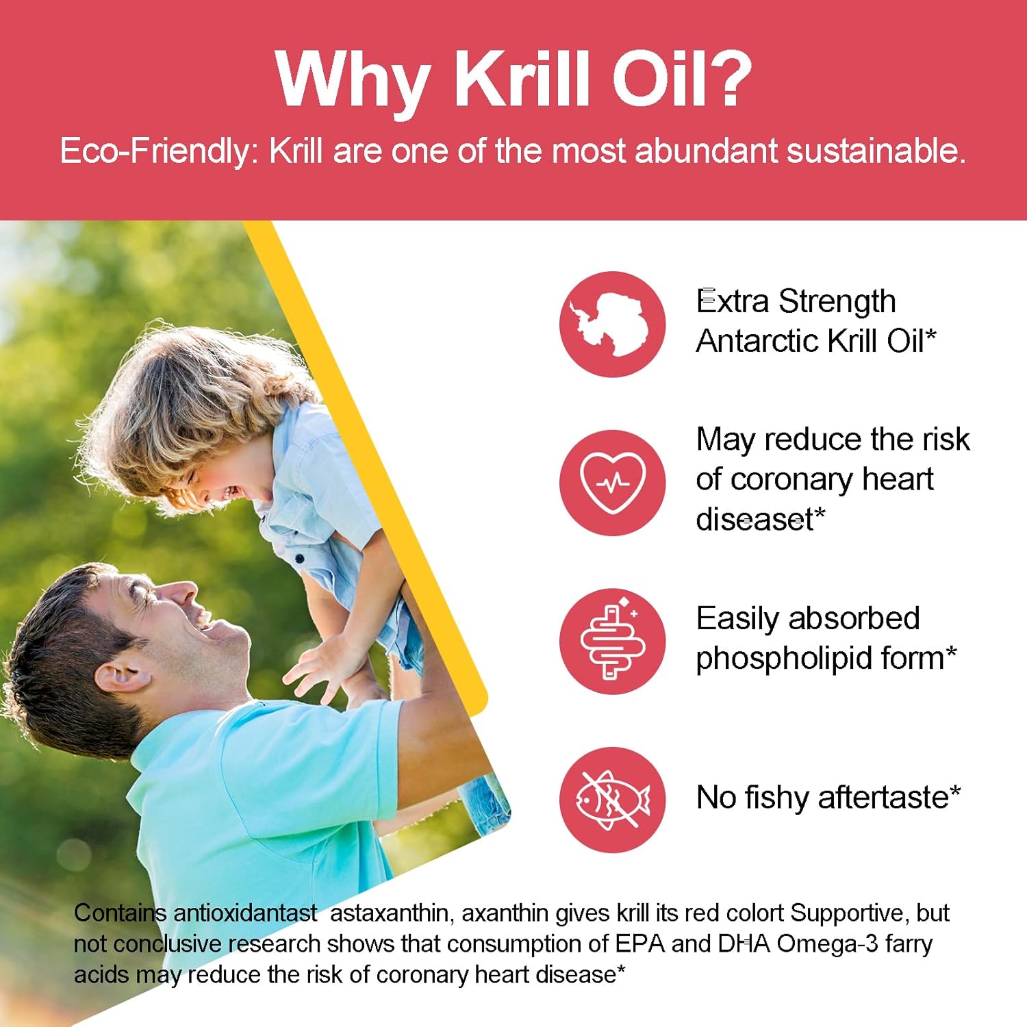 2 Bottles Antarctic Krill Oil 1000 Mg With Omega-3S Epa, Dha, Astaxanthin And Phospholipids 60 Softgels Supplement No Fishy Aftertaste For Joint, Heart, Brain And Immunity - 120 Softgels : Health & Household