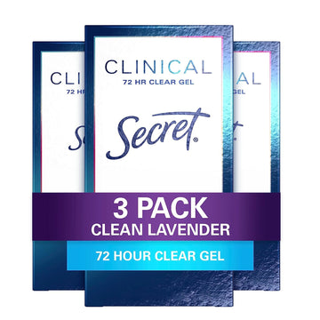 Secret Clinical Strength Clear Gel Antiperspirant And Deodorant, Clean Lavender, 1.6 Oz (Pack Of 3)