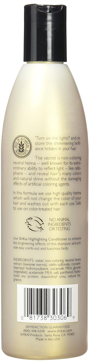 ShiKai Henna Gold Highlighting Shampoo (12 oz) | Hydrating Hair Brightener Enhances Natural Highlights | Add Shine & Volume to Dull Hair