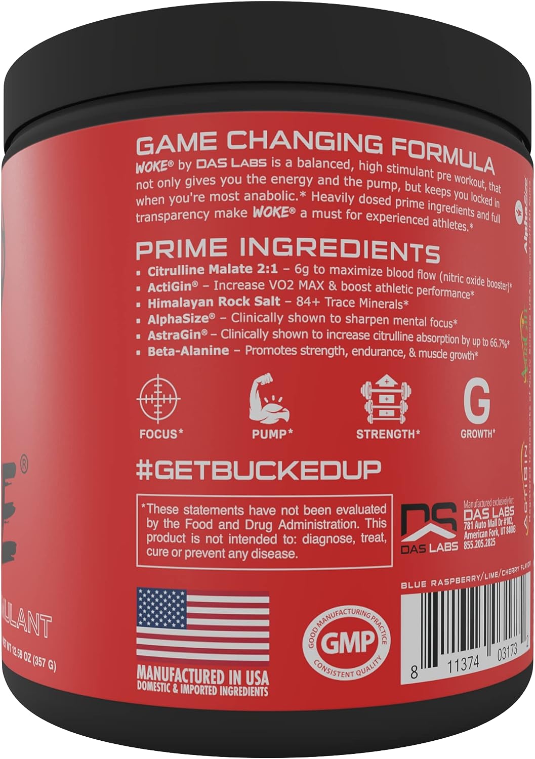 Bucked Up - Woke - HIGH STIM Pre Workout - Best Tasting - Focus Nootropic, Pump, Strength and Growth, 30 Servings (Rocket Pop) : Health & Household