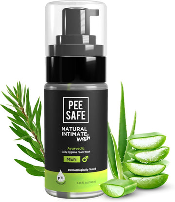 Peesafe Natural Intimate Wash For Men With Refill Pack | 13.52 Fl.Oz | Ball Wash For Men | Genital Wash | Daily Hygiene Wash, With Tea Tree Essential Oil And Ayurvedic Extracts | Super Value Pack