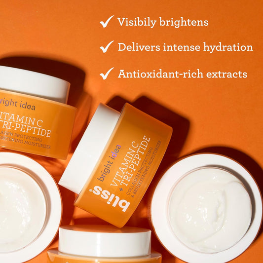 Bliss Bright Idea Vitamin C & Tri-Peptide Brightening Moisturizer - 1 Fl Oz - Hydrating Illuminating Face Cream with Peptides - Clean - Vegan & Cruelty-Free