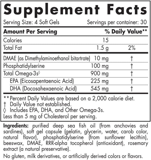 Nordic Naturals Omega Focus Jr., Lemon - 120 Mini Soft Gels - 900 mg Total Omega-3s with EPA, DHA, DMAE & Phosphatidylserine - Attention, Learning - Non-GMO - 30 Servings