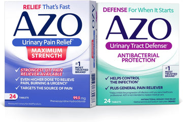 Azo Urinary Pain Relief Maximum Strength (24 Count) + Urinary Tract Defense, Helps Control A Uti Until You Can See A Doctor 24 Ct