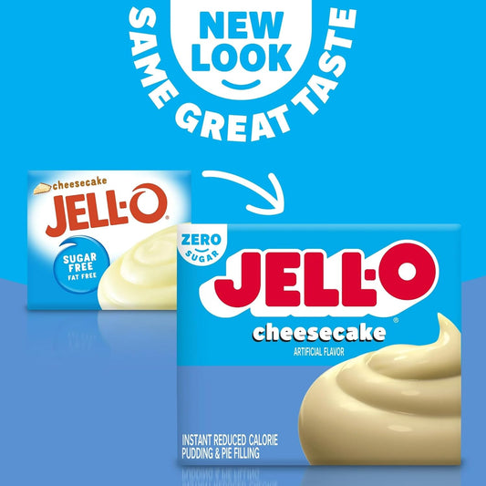 Jell-O Zero Sugar Cheesecake Instant Pudding & Pie Filling Mix 1 oz Box (Pack of 3) with Mood Spoons