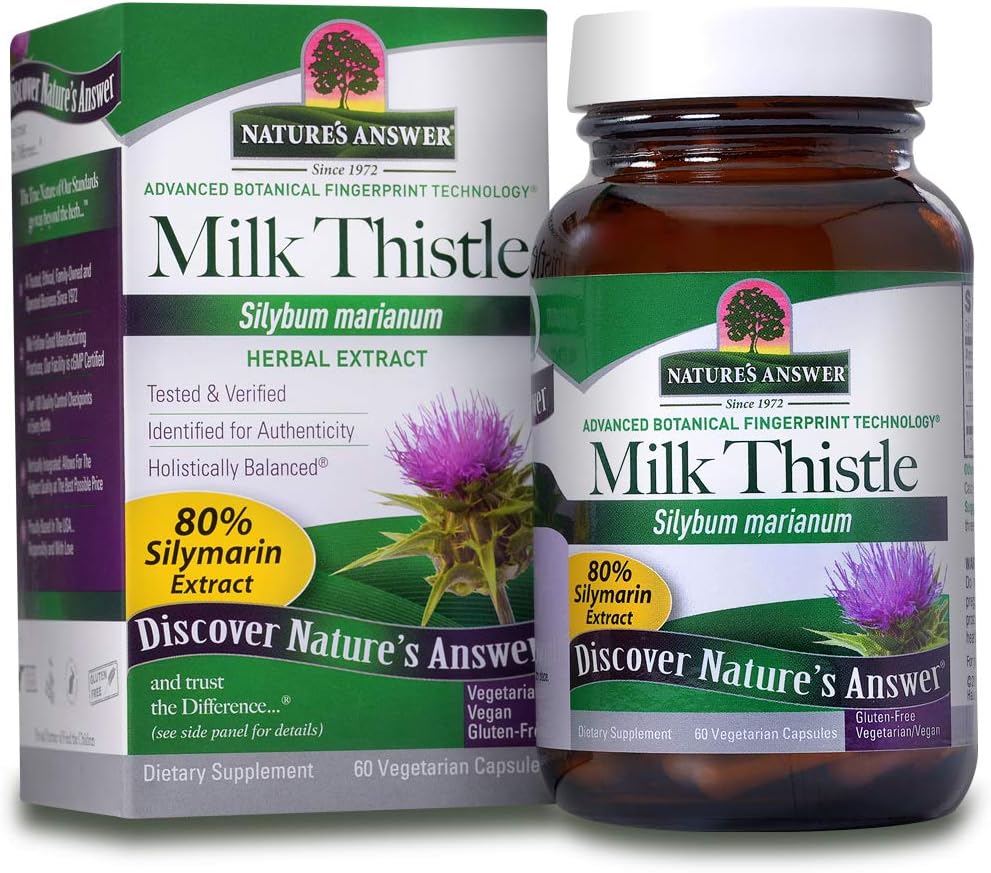 Nature'S Answer Milk Thistle Capsules 60 Count - 80% Silymarin Seed Extract