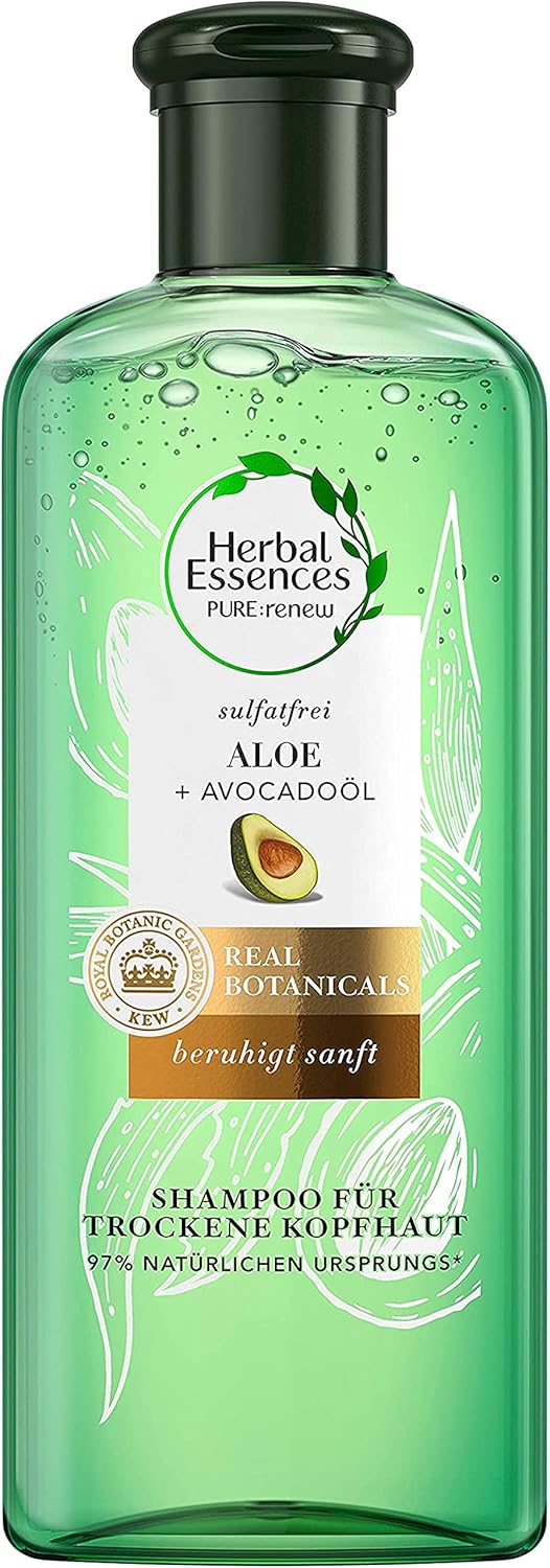 Herbal Essences Pure:Renew Sulfate Shampoo For Dry Scalp With Aloe + Avocado Oil, 225 Ml, Silicone, Aloe Vera, Beauty, Hair Care Dry Hair, Shampoo Women, Cruelty