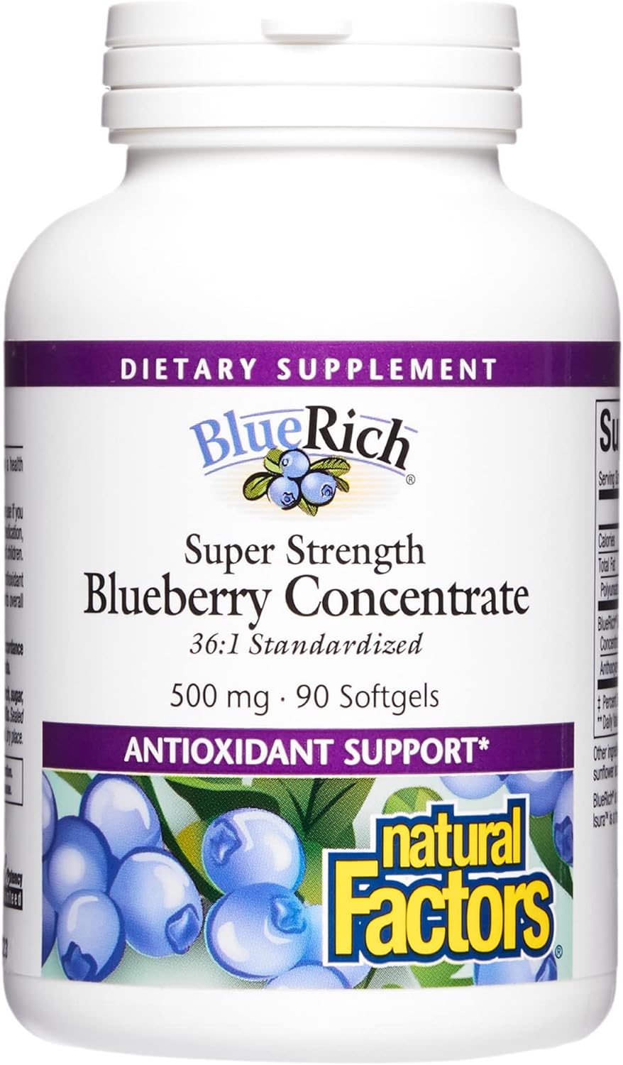 BlueRich by Natural Factors, Super Strength Blueberry Concentrate, Antioxidant Support for Overall Good Health, 90 Softgels